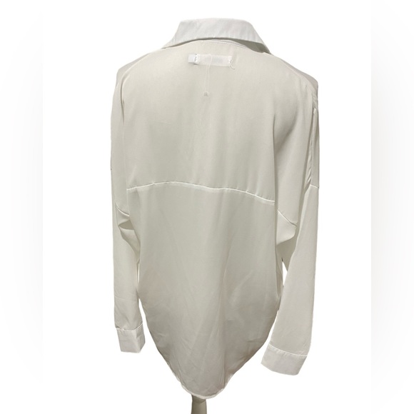 Missguided White Oversized Plunge Front Top Blouse Size 4 - Picture 8 of 11